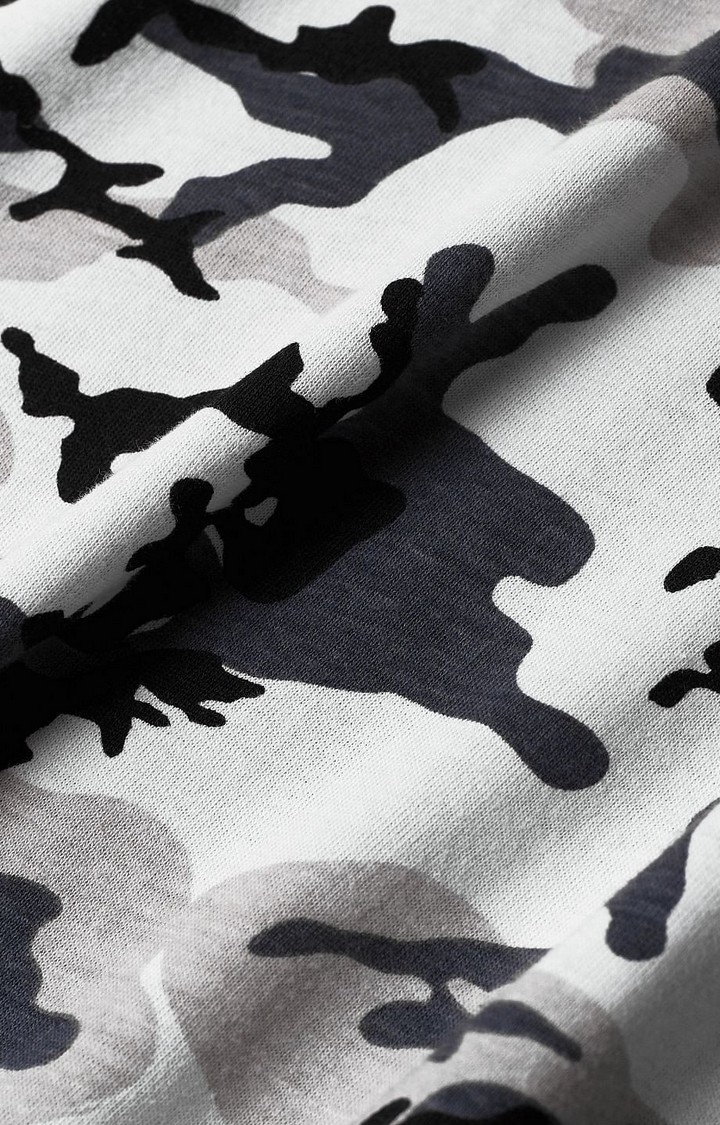 Men's Grey Camouflage Printed Regular T-Shirt