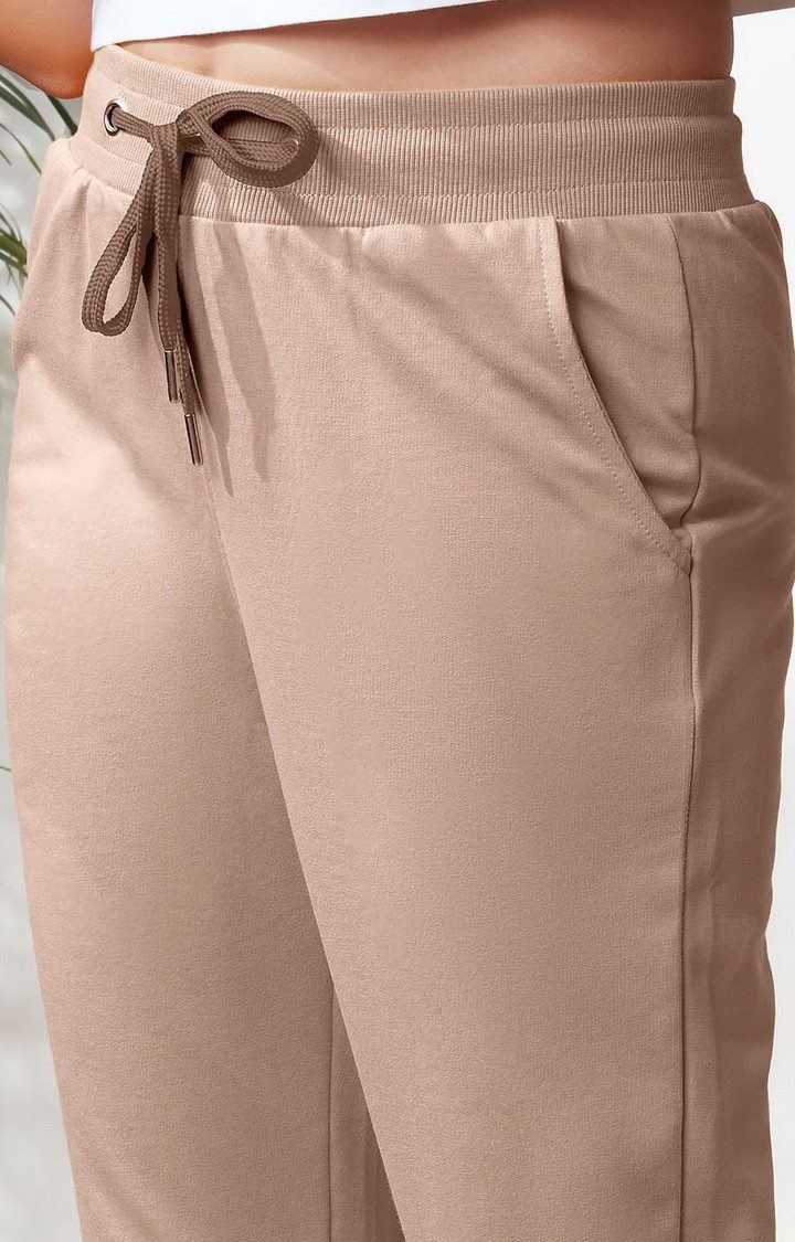 Women's  Brown Polycotton Solid Activewear Joggers
