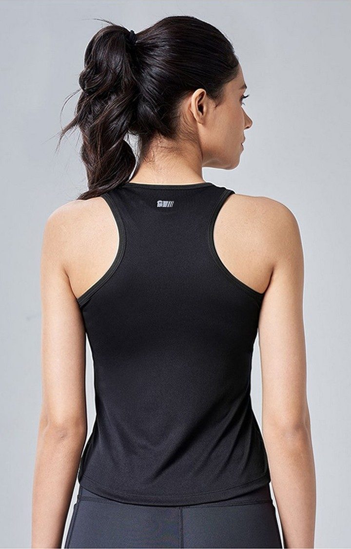 Women's Wonder Woman: Fierce Black Typographic Printed Tank Top