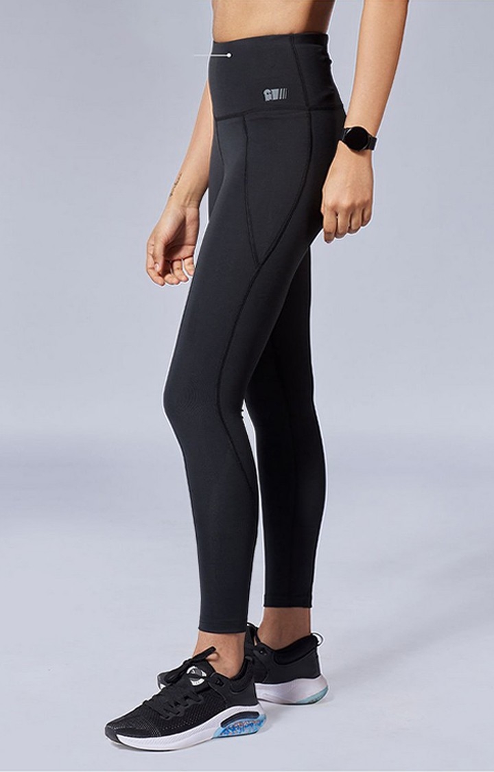 The Souled Store | Women's  Black Polyester Solid Tights