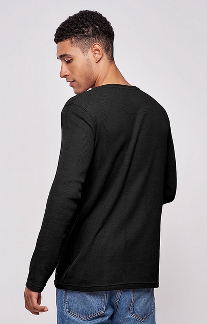 Men's Black Solid Regular T-Shirt