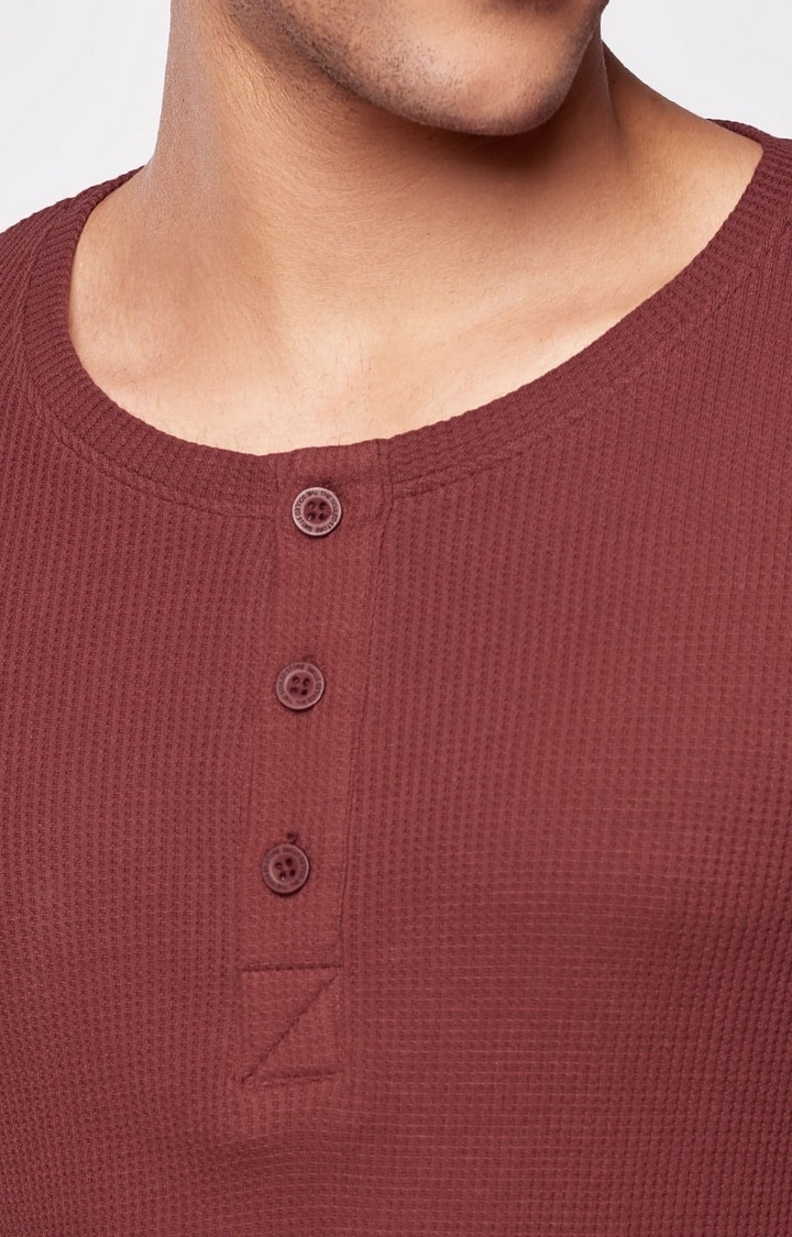 Men's Brown Solid Regular T-Shirt