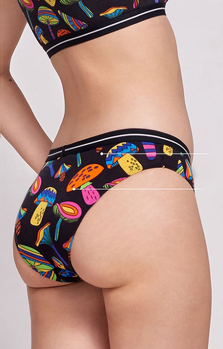 Women's Black Mushrooms Panties