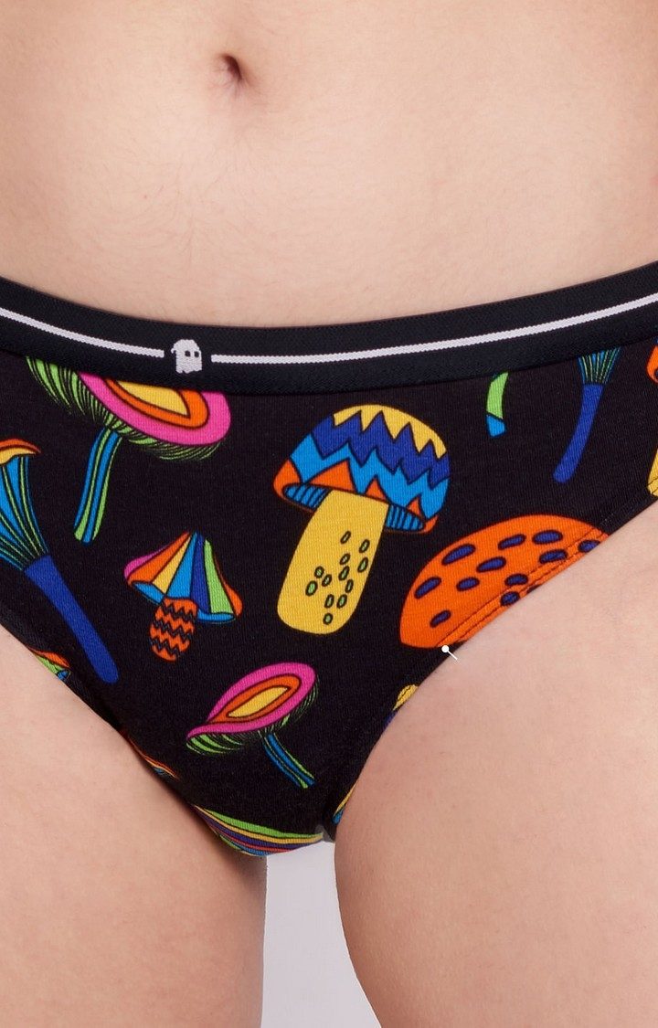 Women's Black Mushrooms Panties