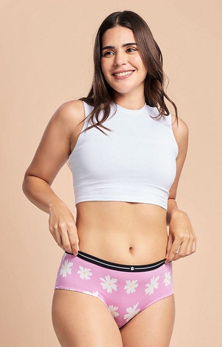 Women's Pink Daisy Hipster Panties