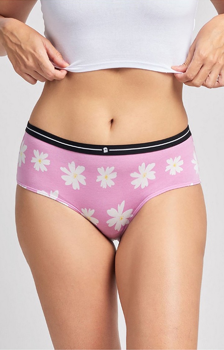 Women's Pink Daisy Hipster Panties