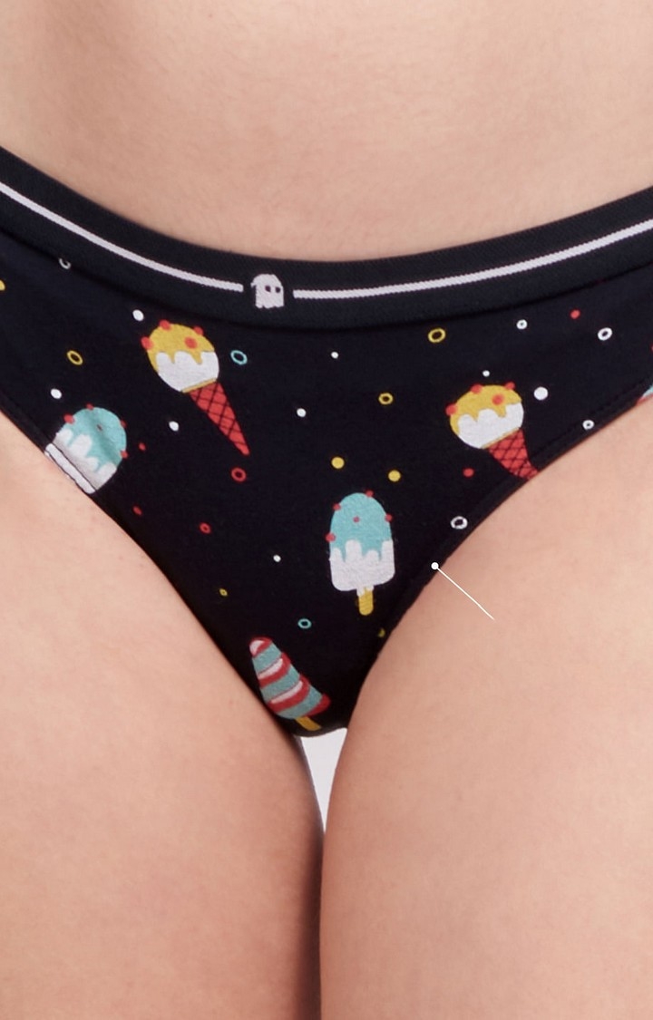 Women's Black Popsicle Pattern Panties