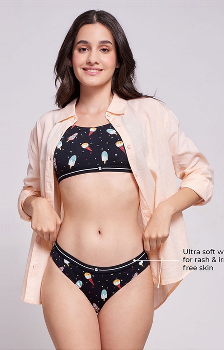 Women's Black Popsicle Pattern Panties