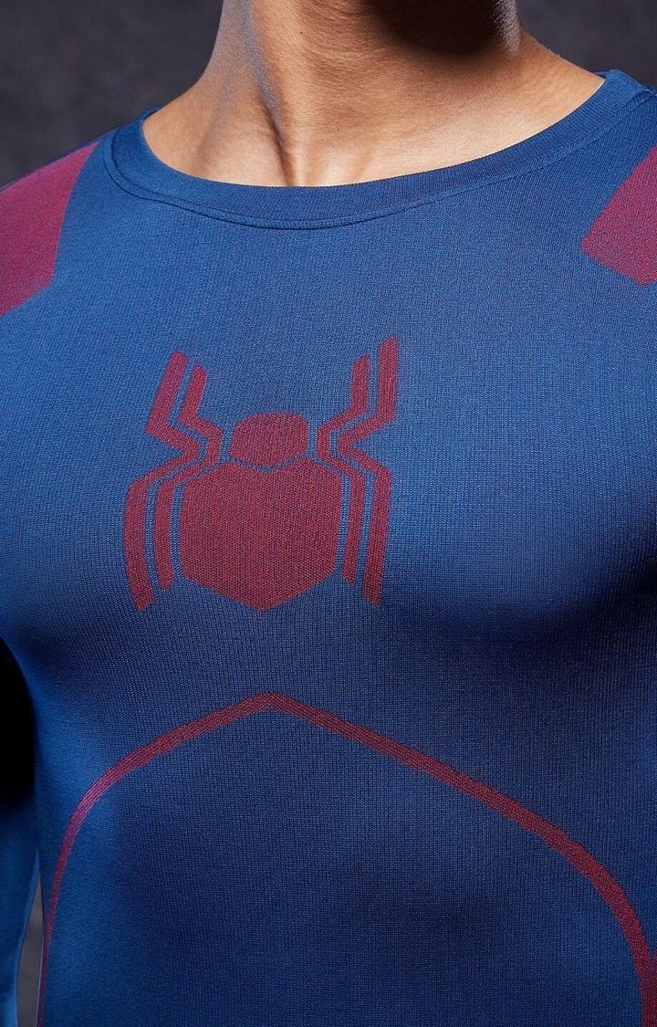 Men's Spider-Man: The Suit Blue Printed Activewear T-Shirt