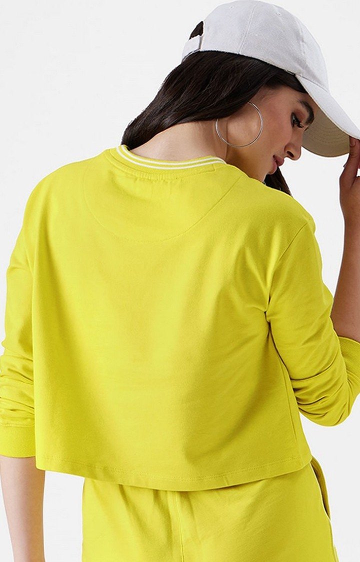 Women's Yellow Solid Crop Top