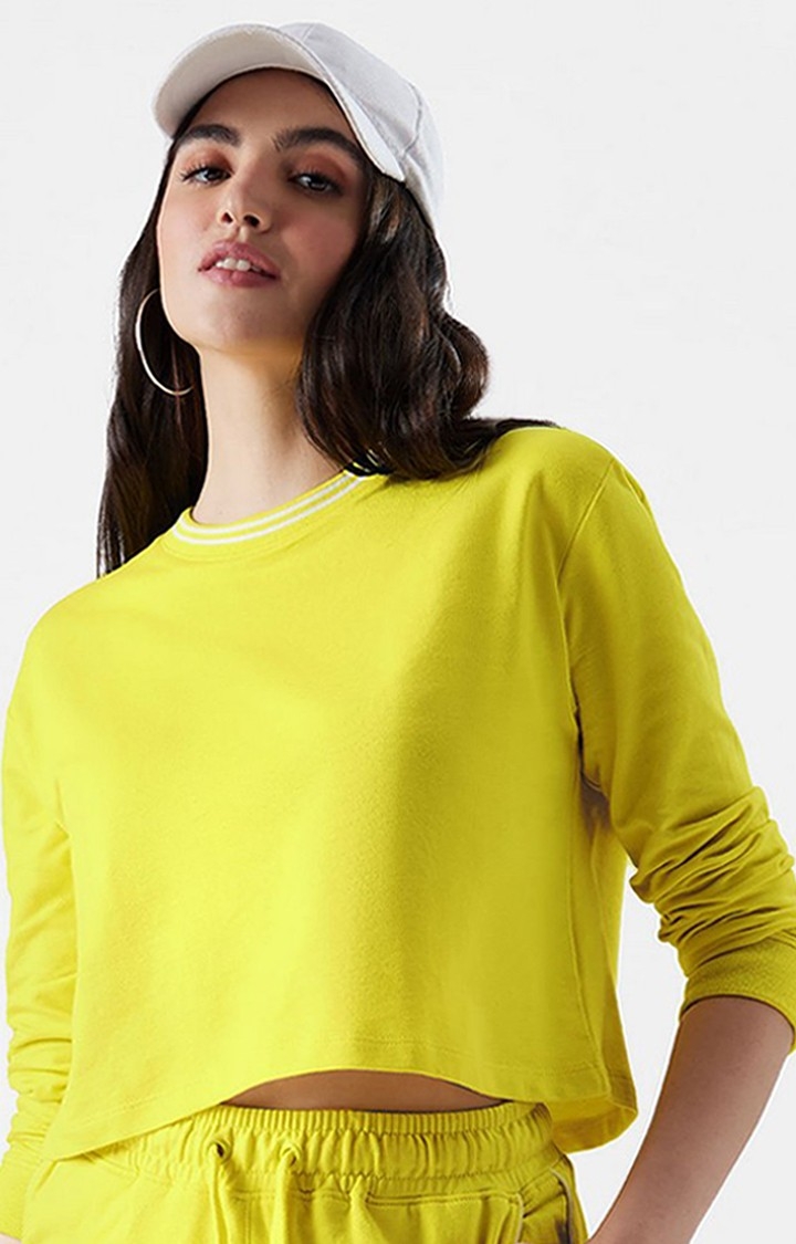 The Souled Store | Women's Yellow Solid Crop Top