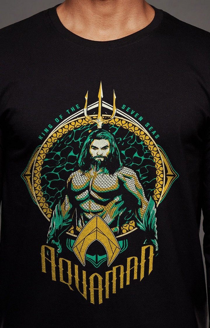 Men's DC: Aquaman Black Printed Regular T-Shirt