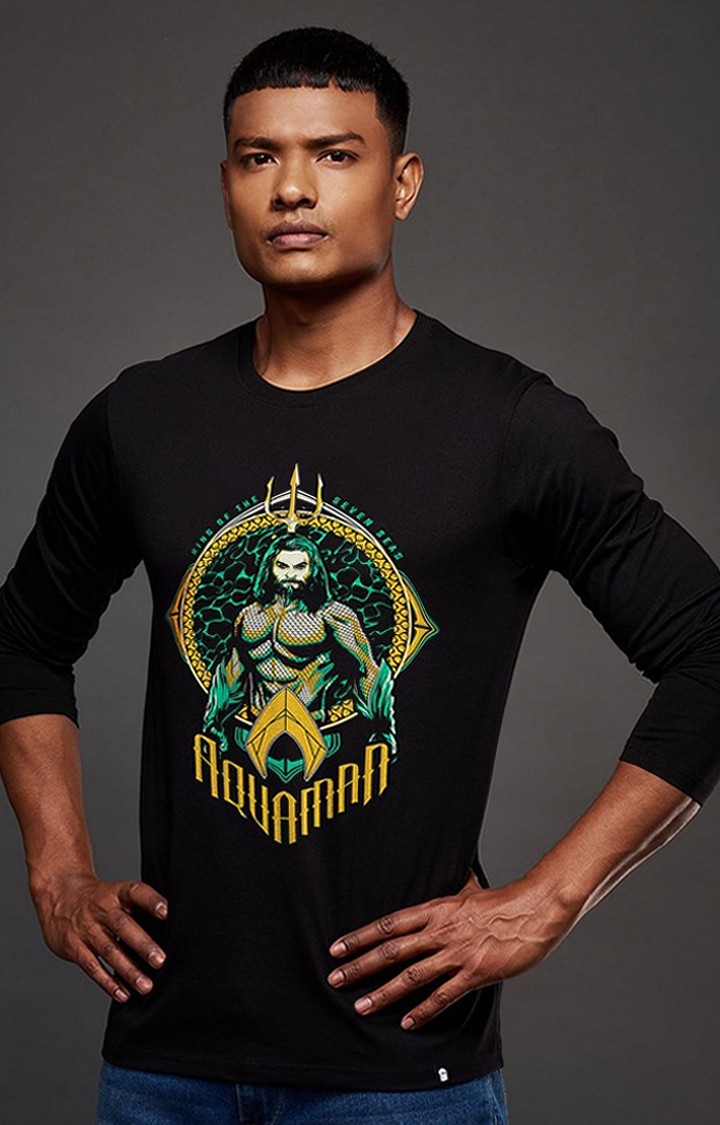 Men's DC: Aquaman Black Printed Regular T-Shirt