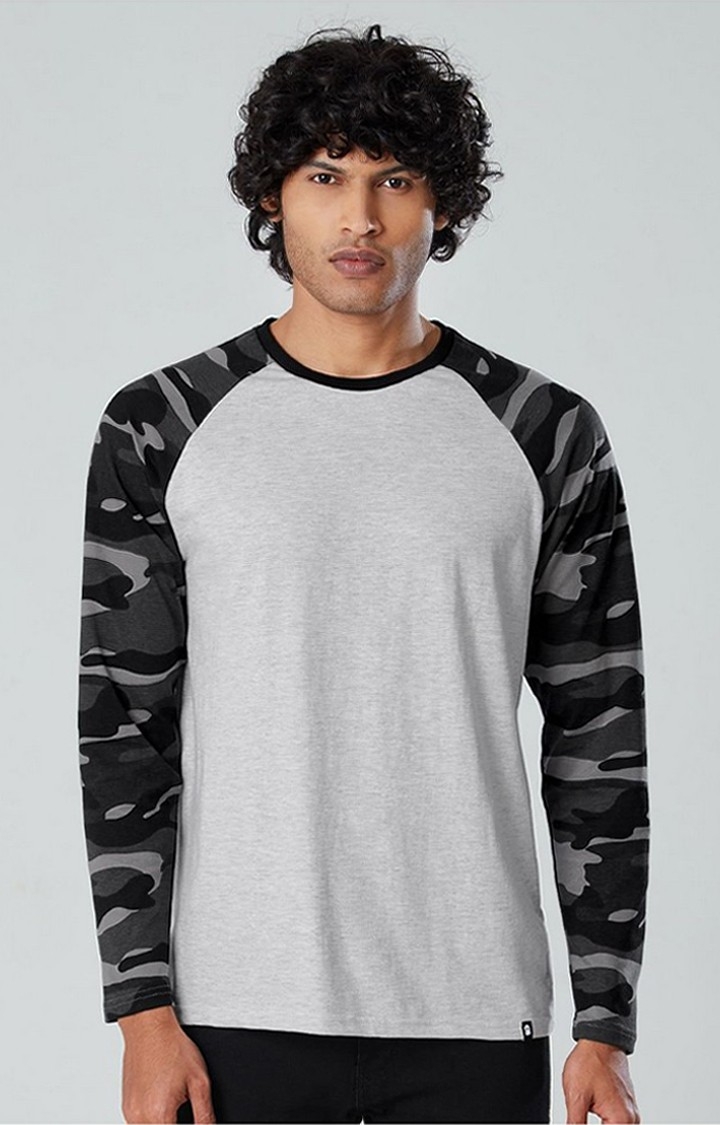 The Souled Store | Men's Grey & Black Solid Regular T-Shirt