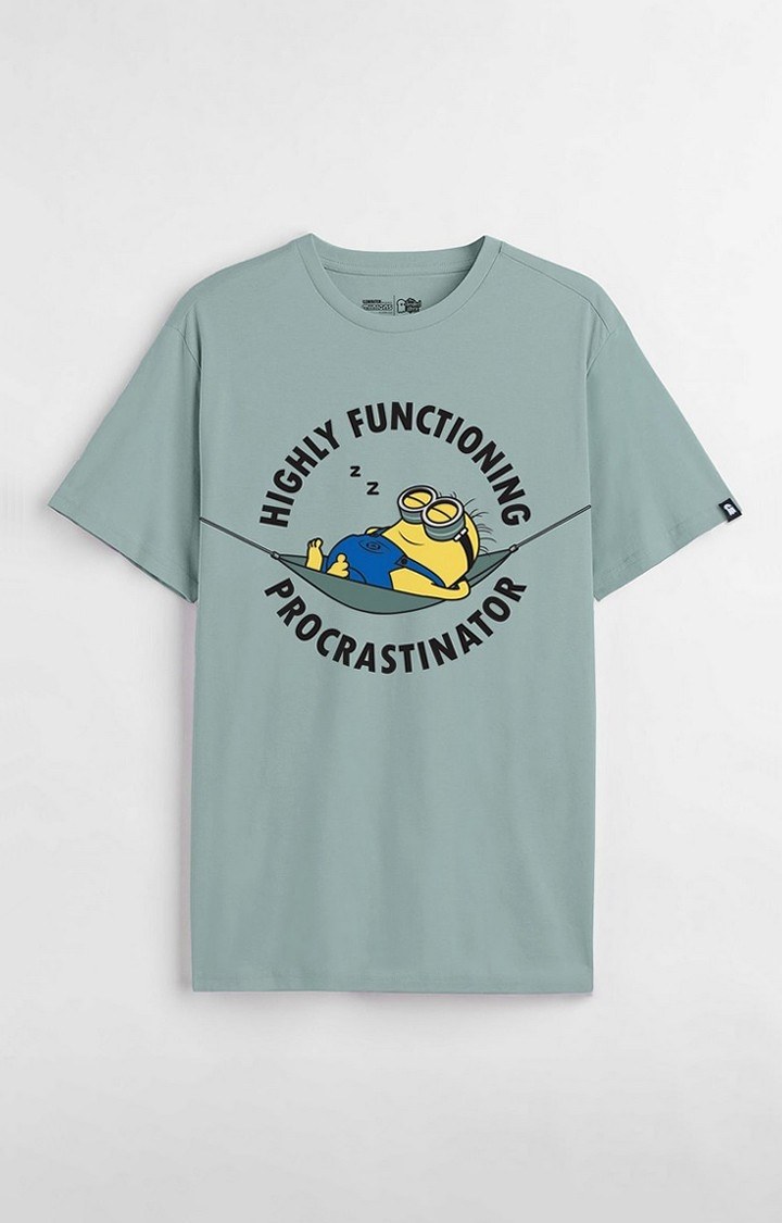 Men's Minions: Procrastinator Green Printed Regular T-Shirt