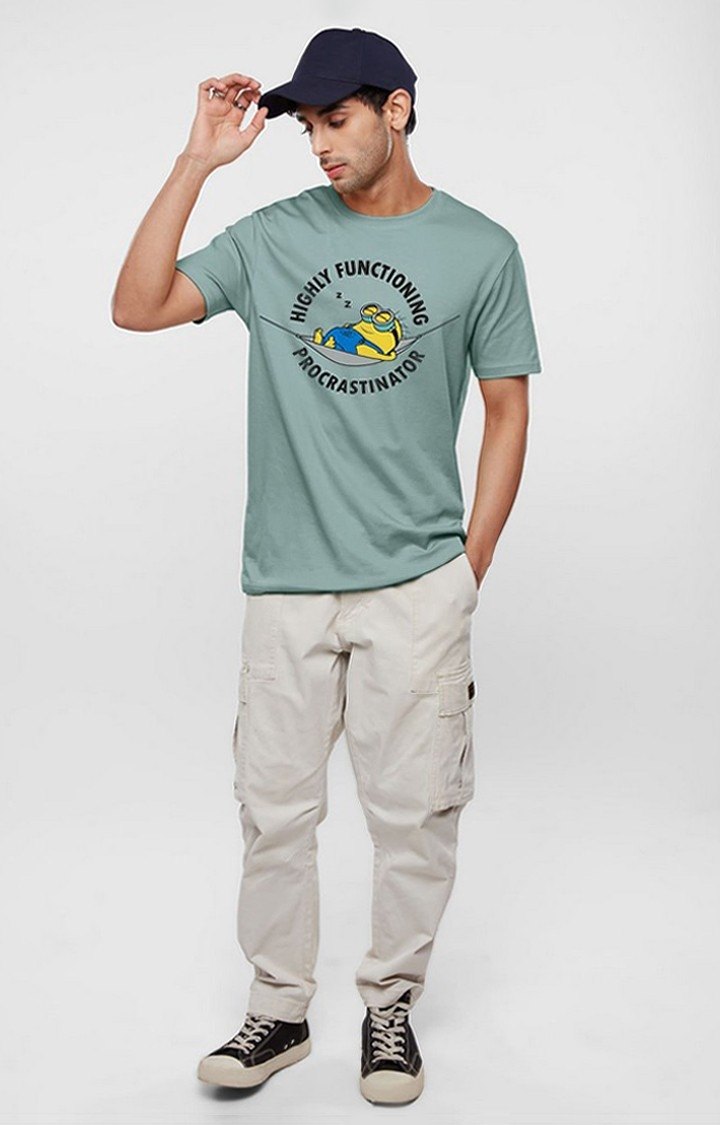 Men's Minions: Procrastinator Green Printed Regular T-Shirt