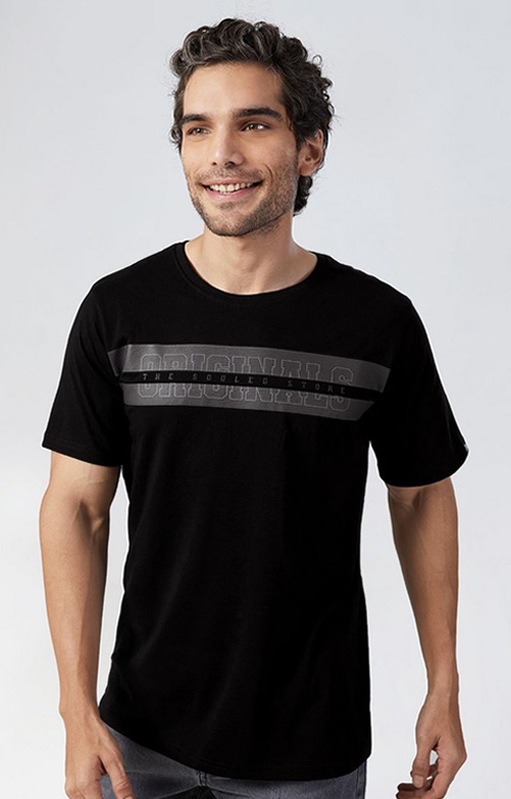 The Souled Store | Men's TSS Originals Black Printed Regular T-Shirt