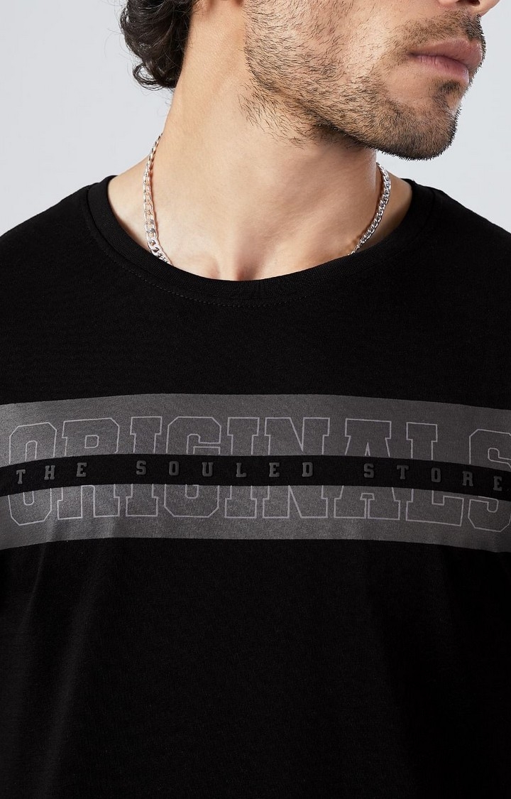 Men's TSS Originals Black Printed Regular T-Shirt
