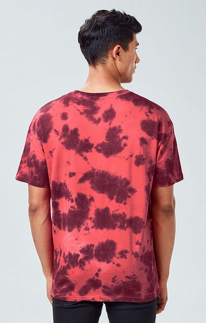 Men's Harry Potter: House Gryffindor Red Tie Dye Printed Oversized T-Shirt