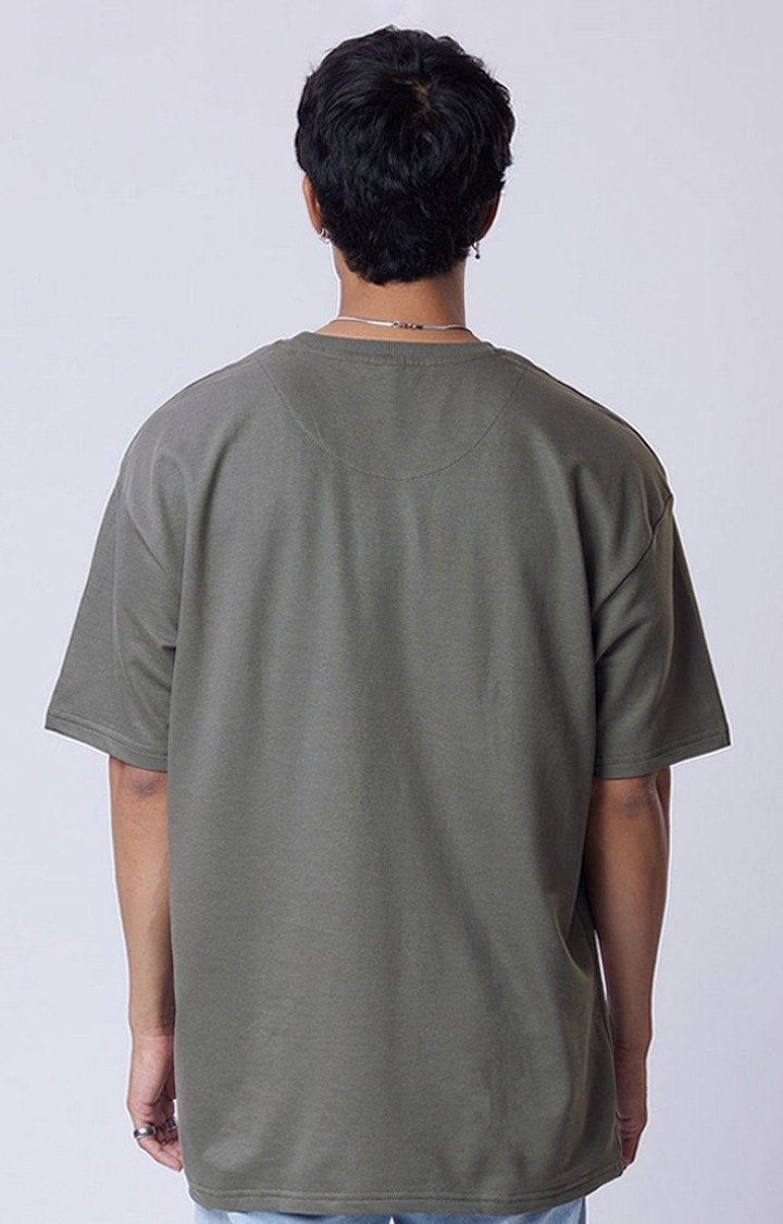 Men's Spider-Man: Web Design Grey Printed Oversized T-Shirt