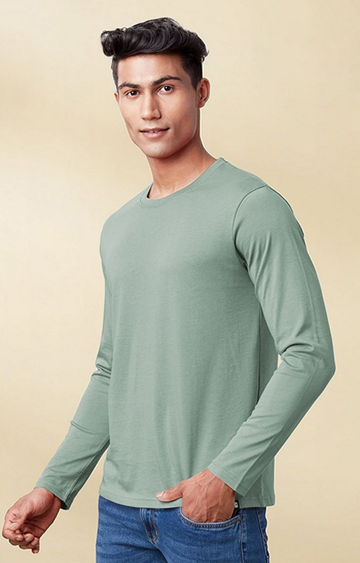 The Souled Store | Men's Green Solid Regular T-Shirt