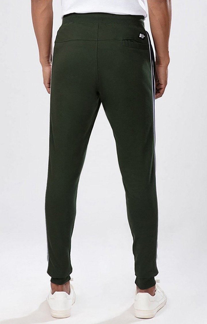 Men's  Military Olive Cotton Solid Activewear Joggers
