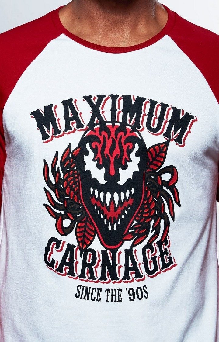 Men's Marvel: Maximum Carnage White & Red Printed Regular T-Shirt