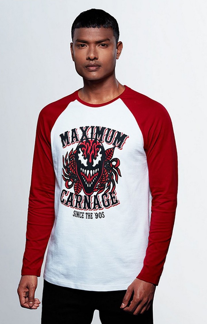 The Souled Store | Men's Marvel: Maximum Carnage White & Red Printed Regular T-Shirt