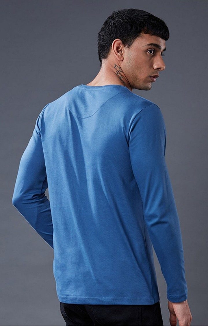 Men's Superman: Classic Logo Blue Typographic Printed Regular T-Shirt