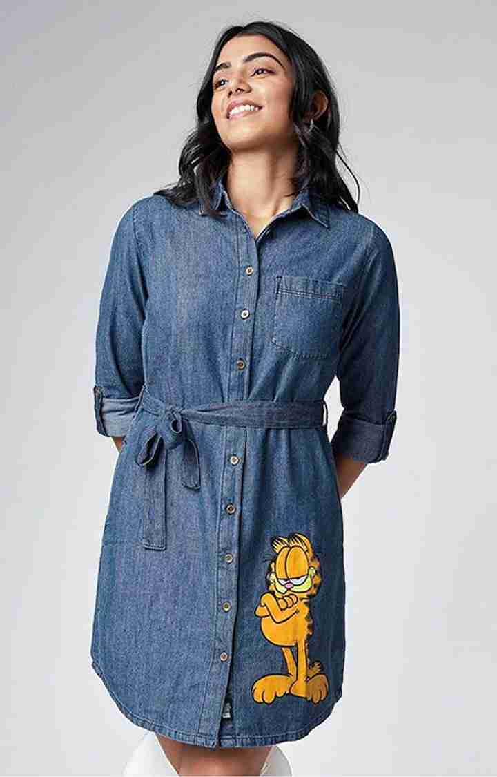 The Souled Store | Women's Garfield: Whatever Blue Printed Shift Dress