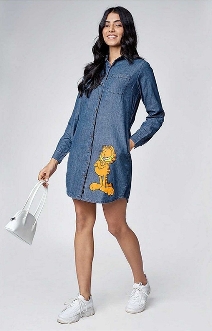 Women's Garfield: Whatever Blue Printed Shift Dress