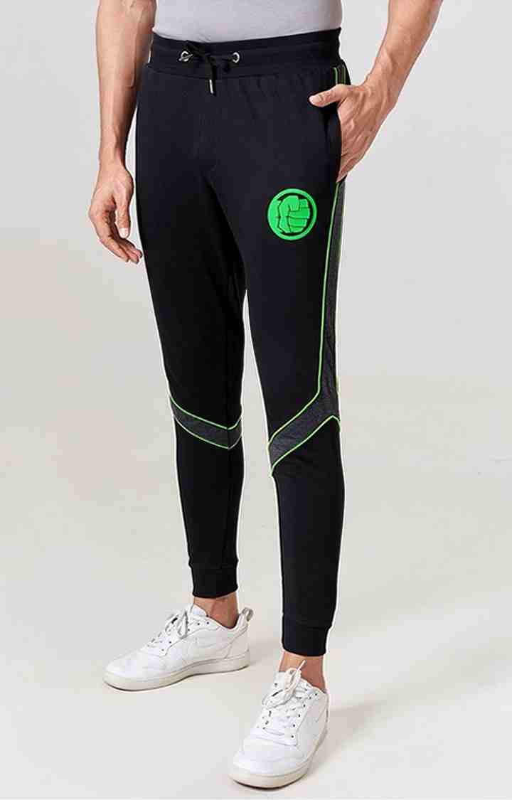 Men's Hulk Incredible Black PolyCotton Solid Activewear Joggers