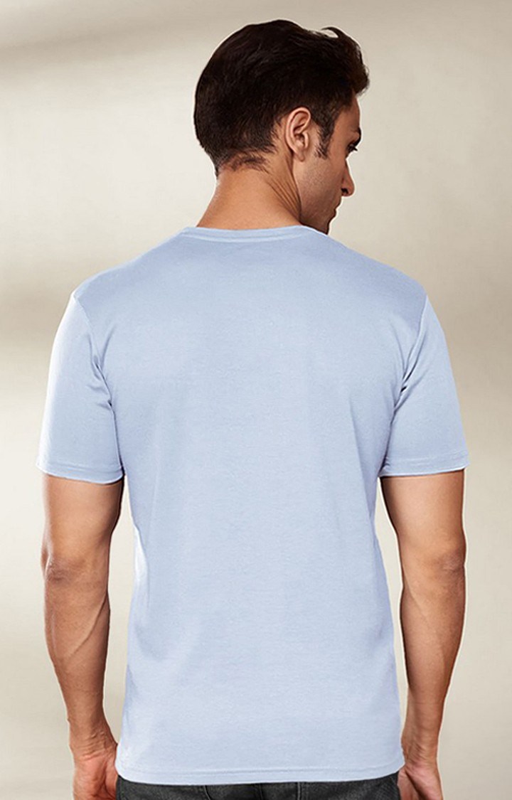 Men's Blue Solid Regular T-Shirt