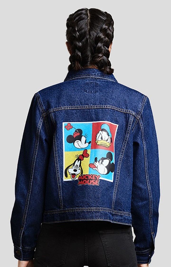 Women's Disney Blue Printed Denim Jacket