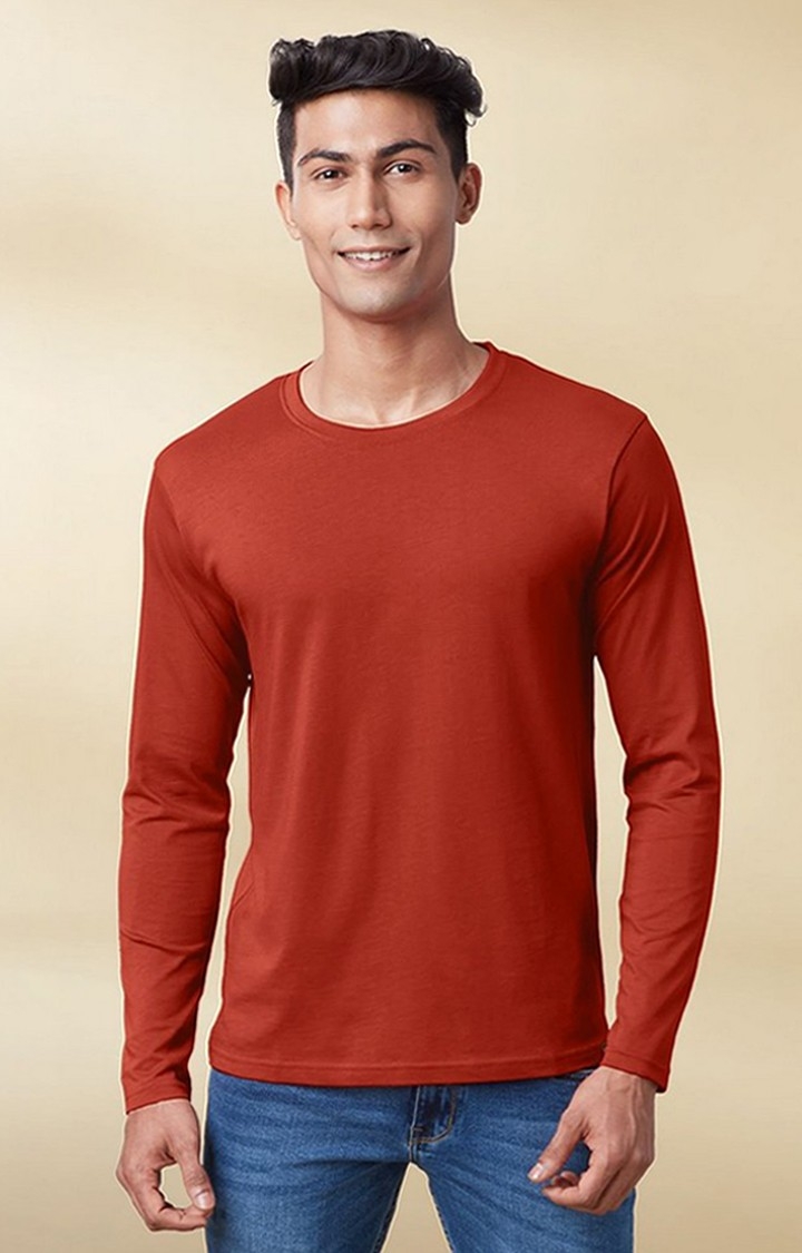 Men's Red Solid Regular T-Shirt
