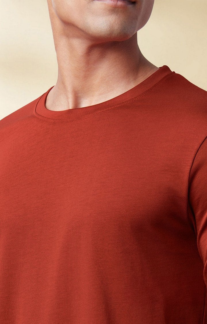 Men's Red Solid Regular T-Shirt