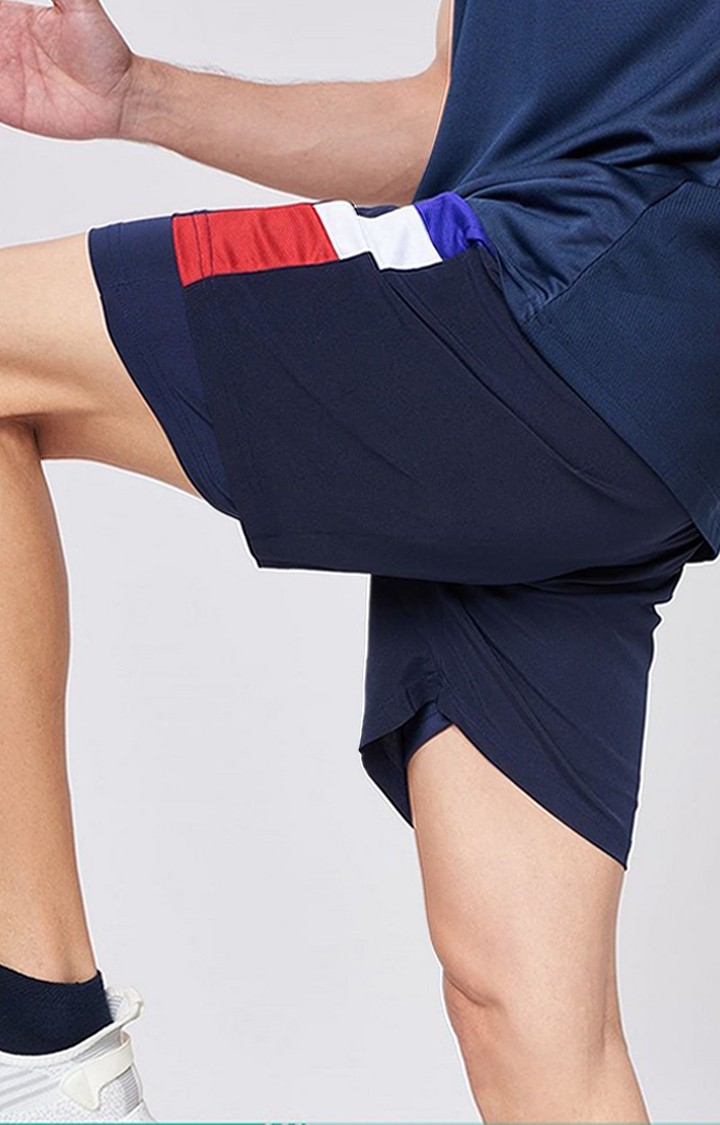 Men's Captain America Super Soldier Blue Cotton Typographic Printed Activewear Shorts