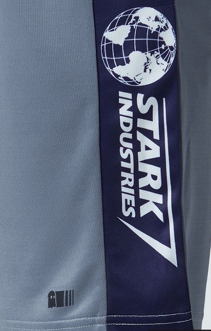Men's Iron Man Stark Industries Blue Polyester Typographic Printed Activewear Shorts