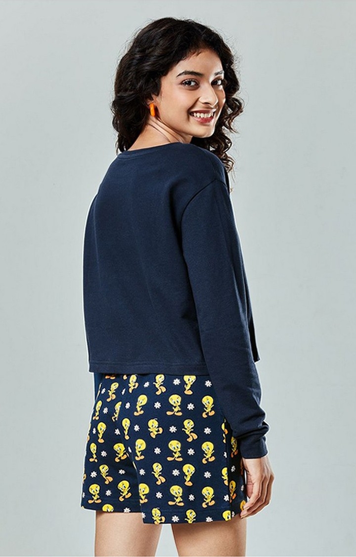 Women's Navy Blue Official Tweety: Pattern Set Nightwear Sets
