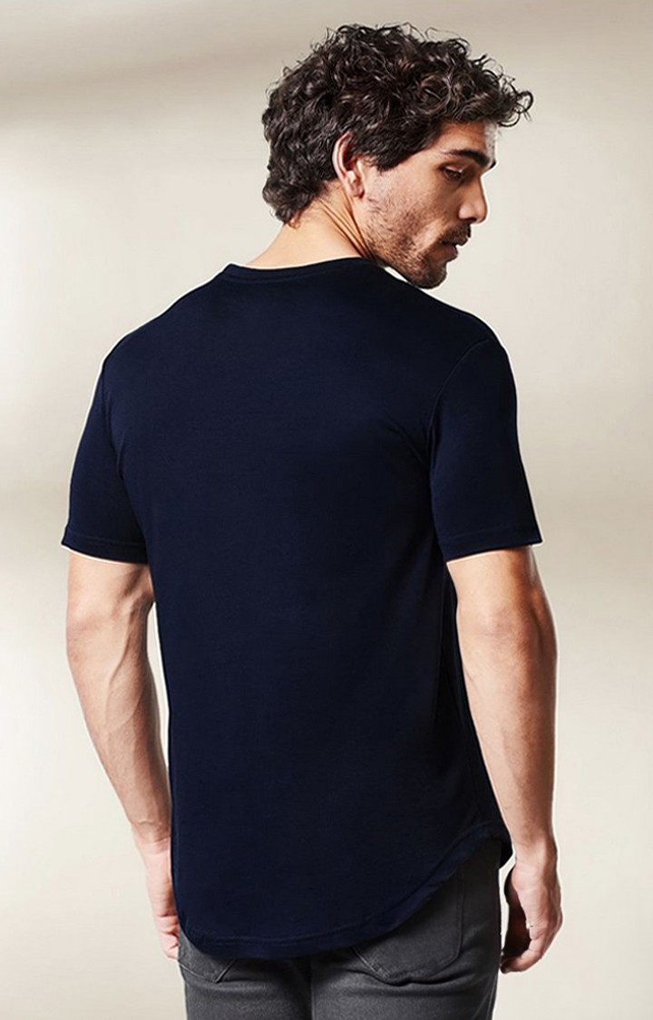 Men's Blue Solid Regular T-Shirt