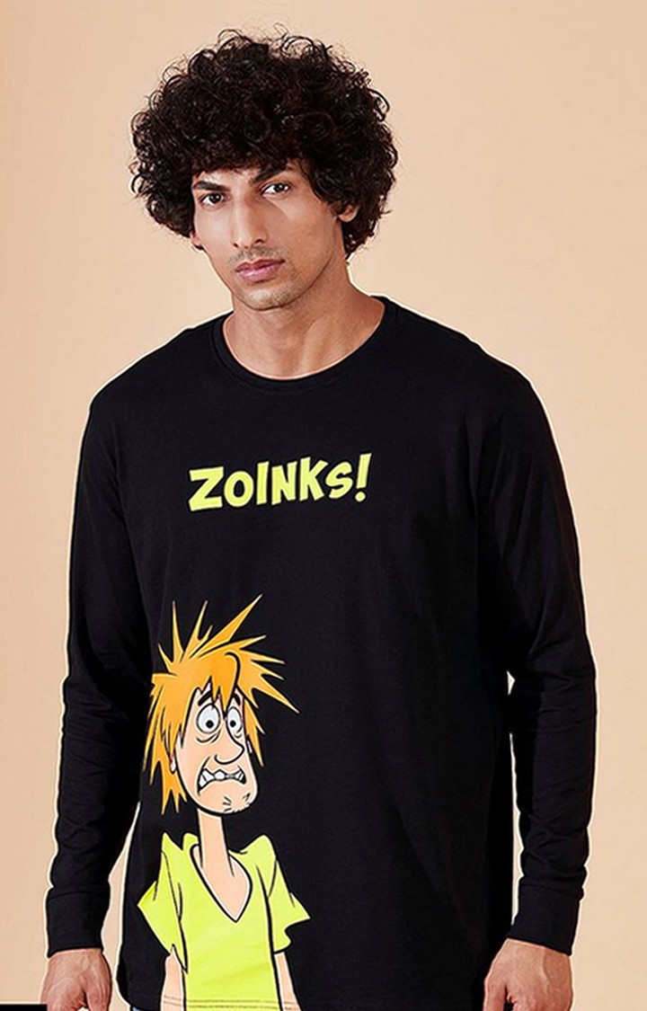 Men's Scooby Doo: Zoinks Black Printed Regular T-Shirt
