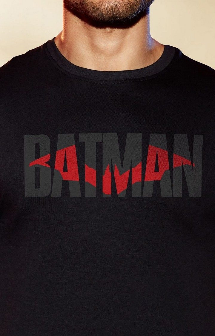 Men's DC: Batman Logo Black Printed Regular T-Shirt
