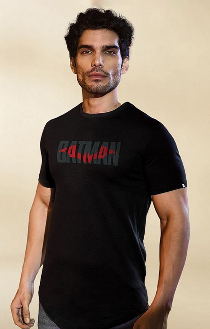 The Souled Store | Men's DC: Batman Logo Black Printed Regular T-Shirt
