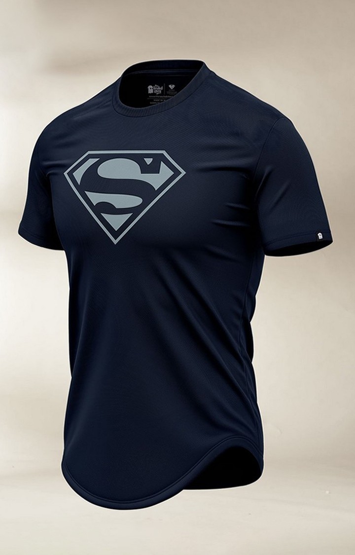 Men's Superman: Logo Blue Printed Regular T-Shirt