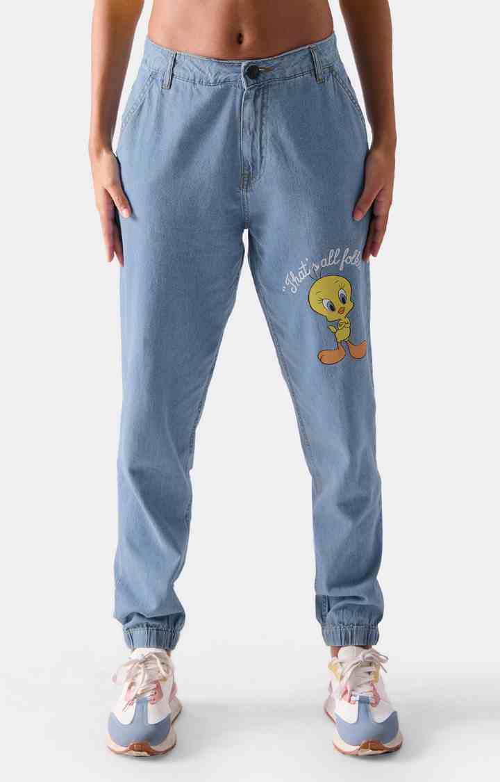 The Souled Store | Women's  Official Tweety: That's All Folks Denim Joggers