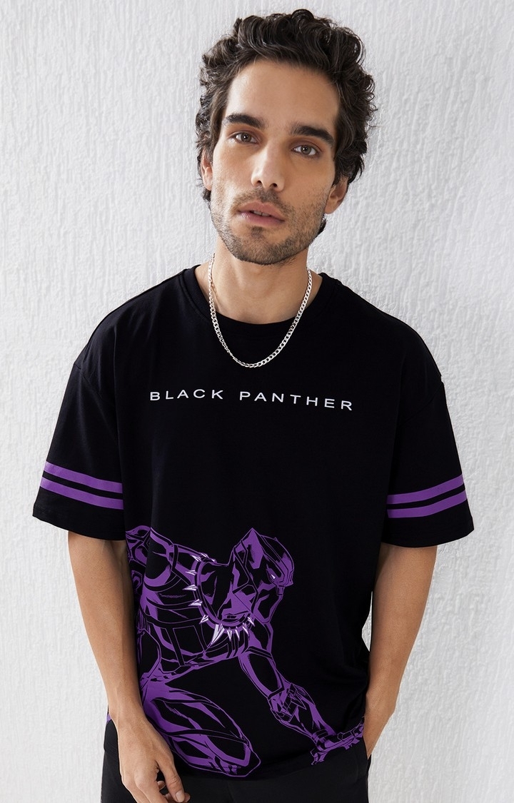 The Souled Store | Men's Black Panther: Panther Power Oversized T-Shirt