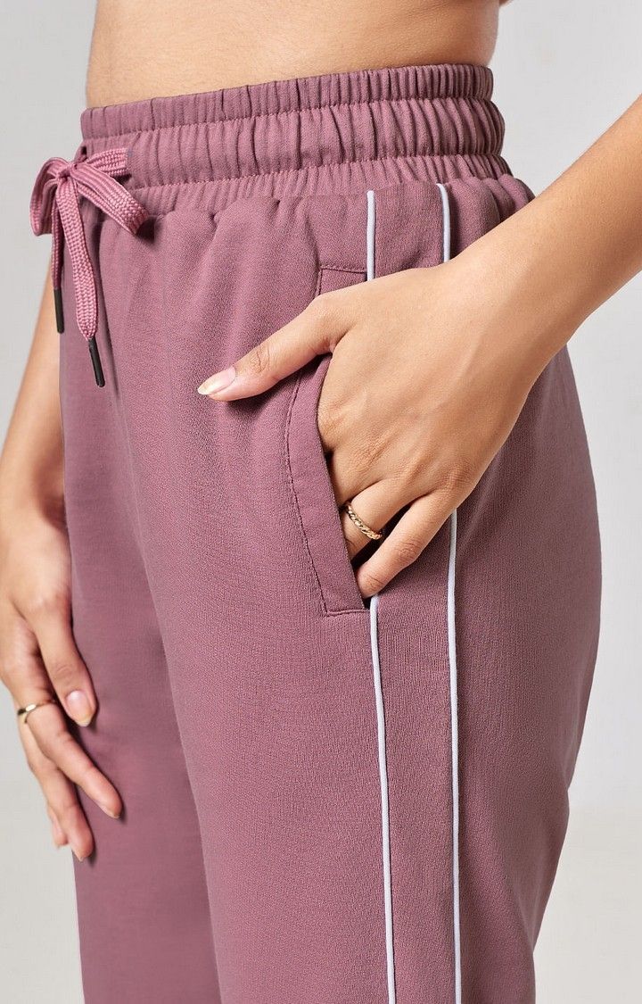 Women's  Pink Clay Polycotton Solid Activewear Joggers