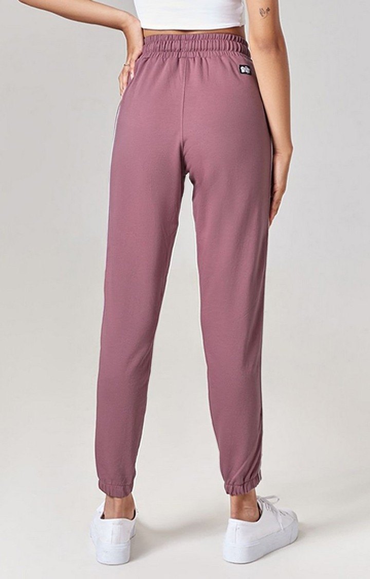 Women's  Pink Clay Polycotton Solid Activewear Joggers