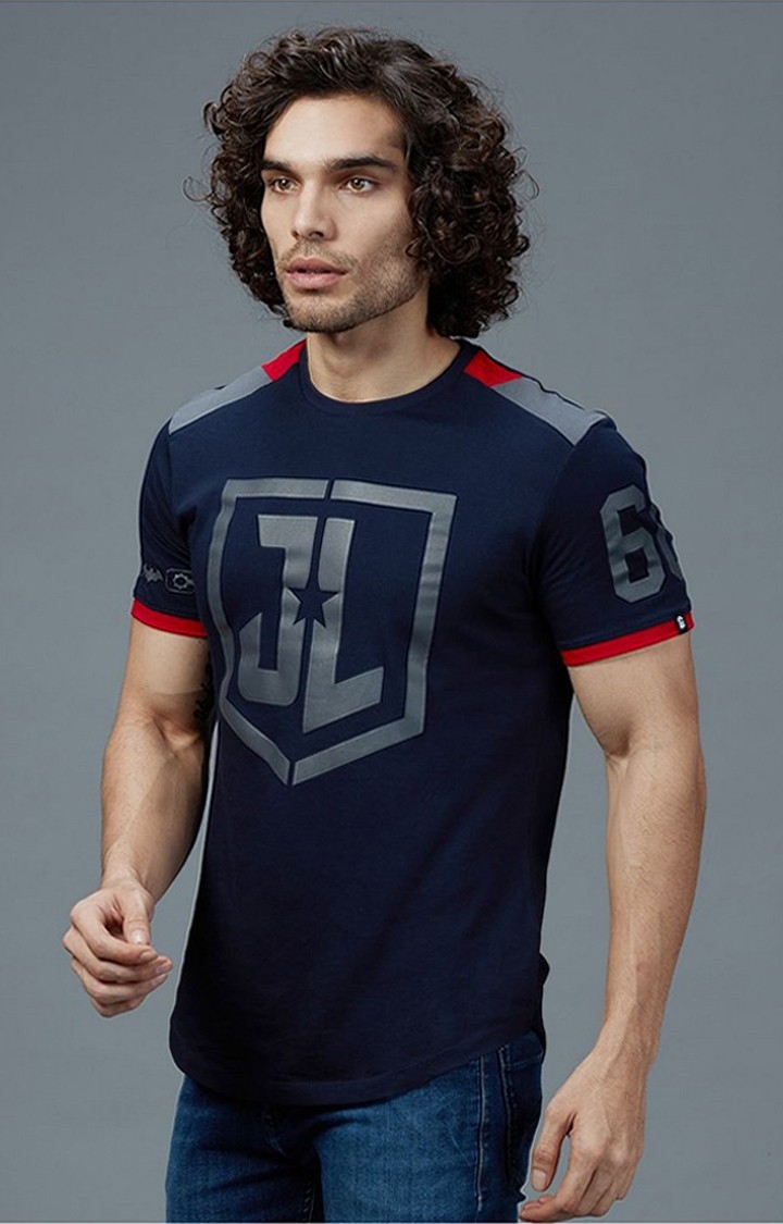 Men's Justice League: Logo Blue Printed Regular T-Shirt