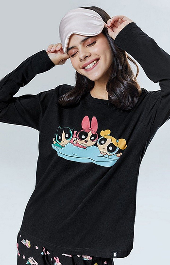 Women's Black Official Powerpuff Girls: Slumber Party Edition Nightwear Sets